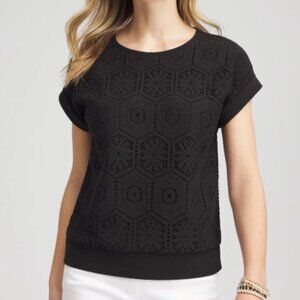 NWT Chico's Crocheted Cotton-Blend Shirt